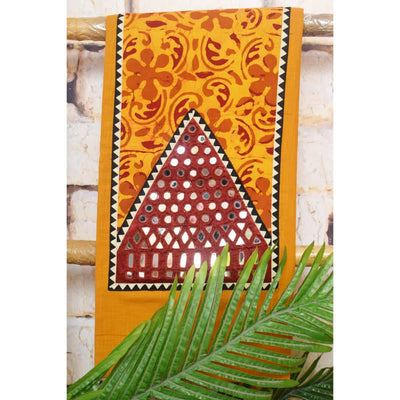 Yellow Batik Patch Mirror Work Cotton Kurti
