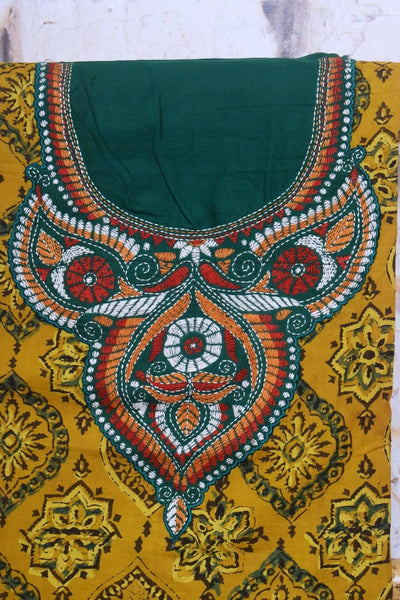 Ajrakh Kantha Hand Embroidered Kurti