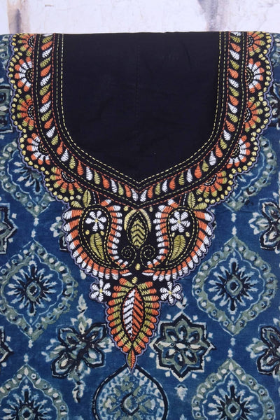 Ajrakh Kantha Hand Embroidered Kurti