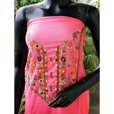 Carrot Red Ombré Special Hand Embroidered Cotton Kurti