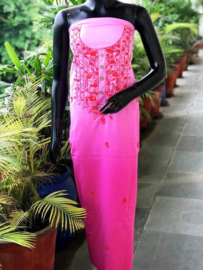 Pink Ombré Special Hand Embroidered Cotton Kurti