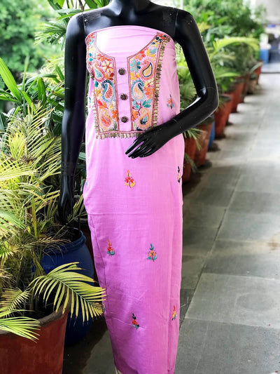 Lavender Ombré Special Hand Embroidered Cotton Kurti