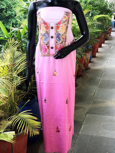 Pink Ombré Special Hand Embroidered Cotton Kurti