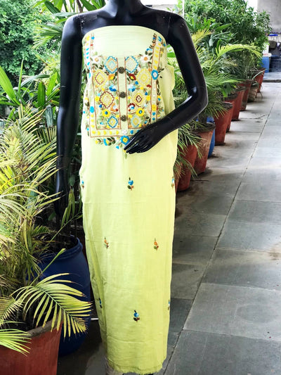 Yellow Ombré Special Hand Embroidered Cotton Kurti