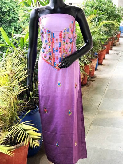 Purple Ombré Special Hand Embroidered Cotton Kurti
