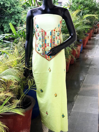 Lemon Ombré Special Hand Embroidered Cotton Kurti