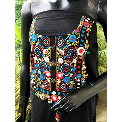 Black Special Hand Embroidered Cotton Kurti