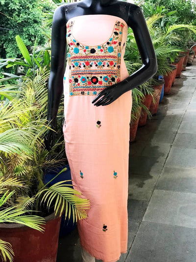 Peach Ombré Special Hand Embroidered Cotton Kurti