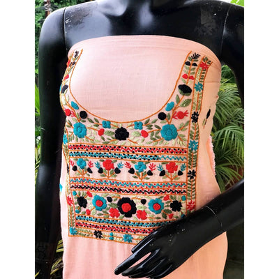 Peach Ombré Special Hand Embroidered Cotton Kurti