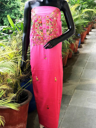 Pink Ombré Special Hand Embroidered Cotton Kurti