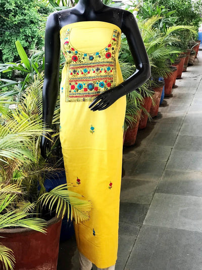 Yellow Ombré Special Hand Embroidered Cotton Kurti