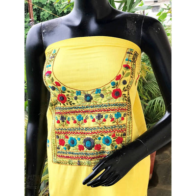 Yellow Ombré Special Hand Embroidered Cotton Kurti