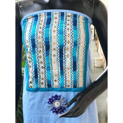 Phulkari Cotton Kurti Fabric - SSEthnics