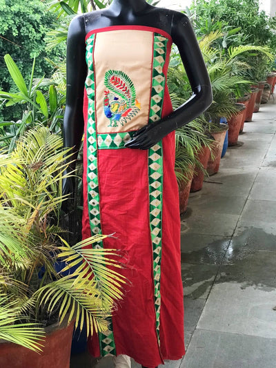 Phulkari Cotton Kurti Fabric - SSEthnics