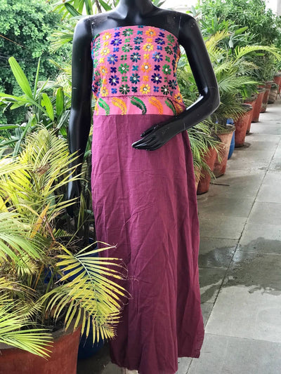 Phulkari Cotton Kurti Fabric - SSEthnics