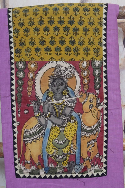 Pen Kalamkari Kurti Fabric - SSEthnics