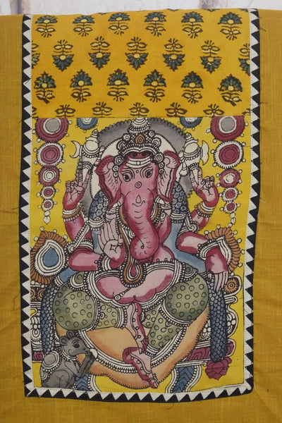 Pen Kalamkari Kurti Fabric - SSEthnics