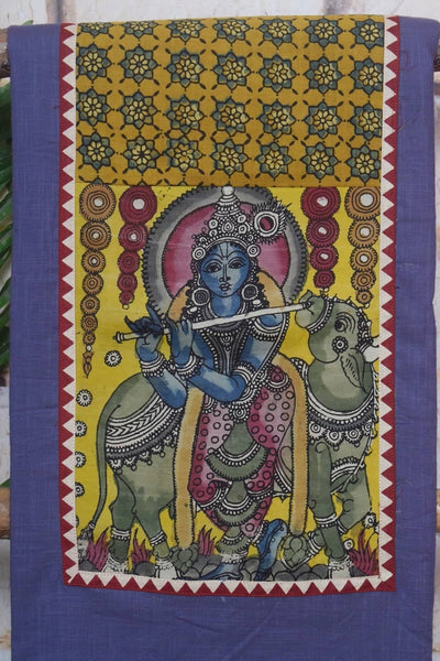 Pen Kalamkari Kurti Fabric - SSEthnics