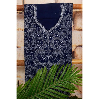 Navy Blue Reverse Kantha Kurti Fabric