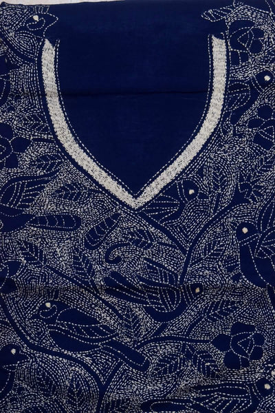 Navy Blue Reverse Kantha Kurti Fabric