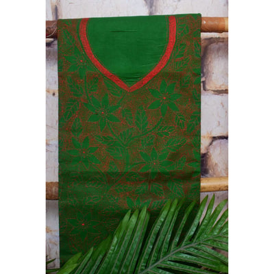 Green Reverse Kantha Kurti Fabric