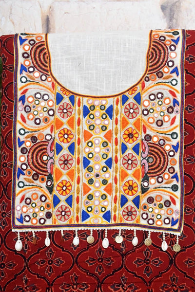 Madder Ajrakh Block Print Kutch Kurti Fabric