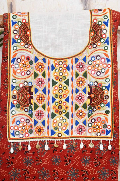 Madder Ajrakh Block Print Kutch Kurti Fabric