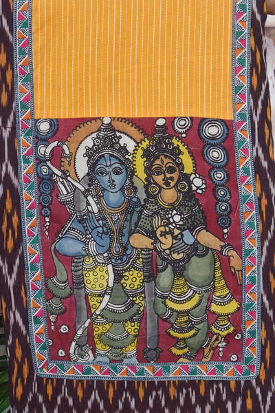 Pen Kalamkari Kurti Fabric - SSEthnics