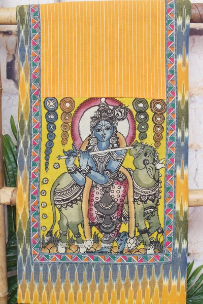 Pen Kalamkari Kurti Fabric - SSEthnics