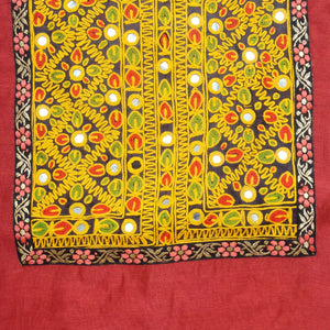 Maroon Maheshwari Silk Kutch Old Work Kurti Fabric