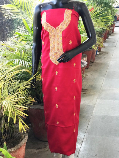 Red Kashmiri Aari Work Woollen Kurti