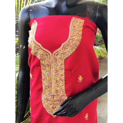 Red Kashmiri Aari Work Woollen Kurti