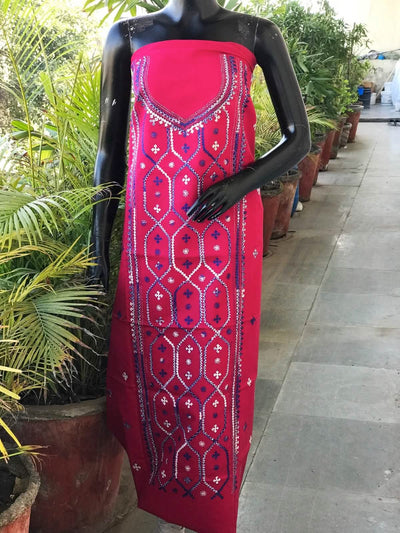 Pink Sindhi Stitch Cotton Kurti