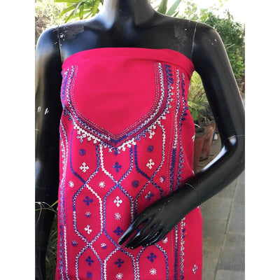 Pink Sindhi Stitch Cotton Kurti