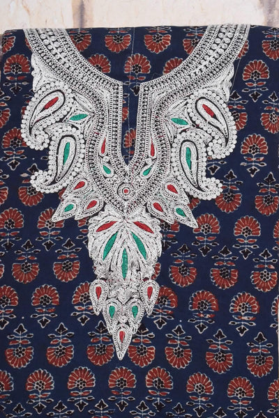 Ajrakh with Kashmiri Work Kurti