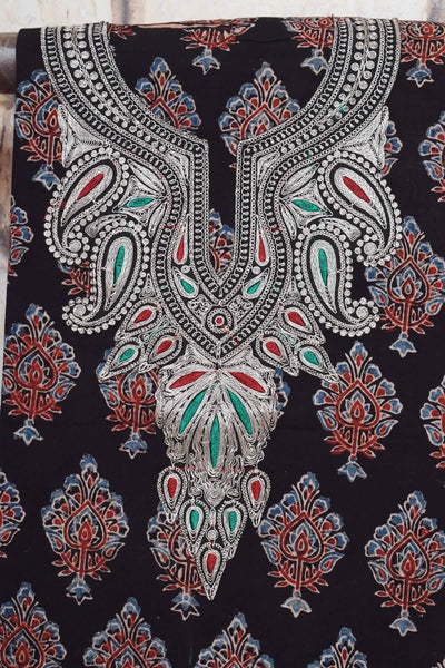 Ajrakh with Kashmiri Work Kurti