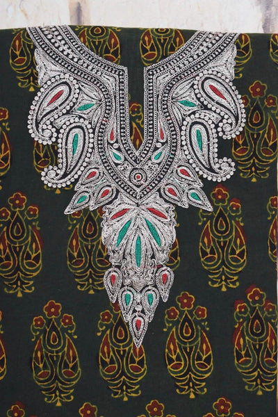 Ajrakh with Kashmiri Work Kurti