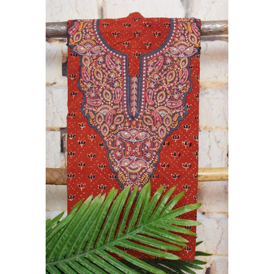 Ajrakh with Kashmiri Work Kurti