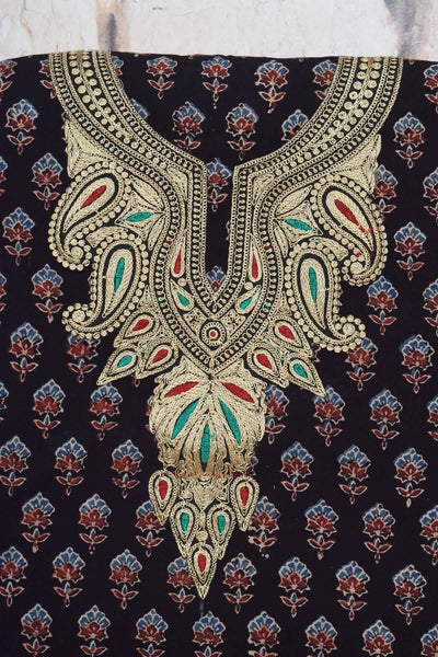 Ajrakh with Kashmiri Work Kurti