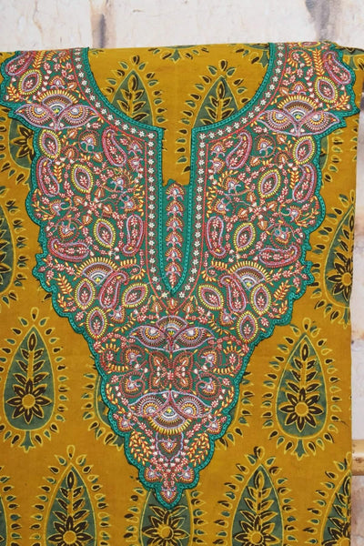 Ajrakh with Kashmiri Work Kurti