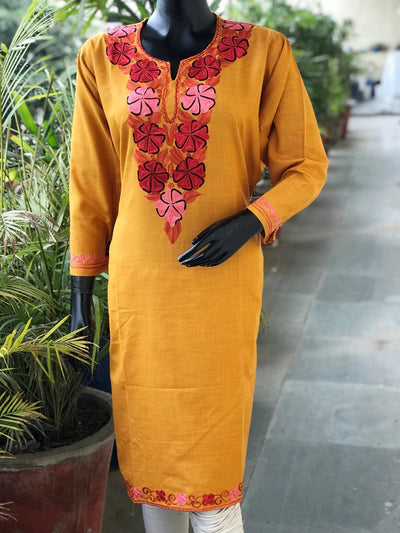 Kashmiri Aari work cotton kurti
