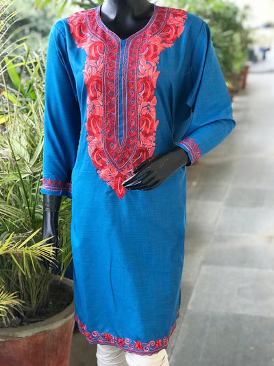 Kashmiri Aari work cotton kurti