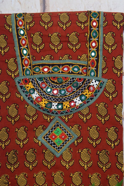Bagh Block Print Kurti with Kutch Embroidery