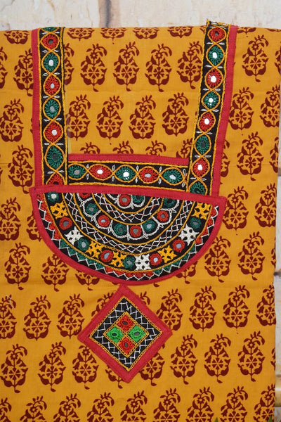 Bagh Block Print Kurti with Kutch Embroidery