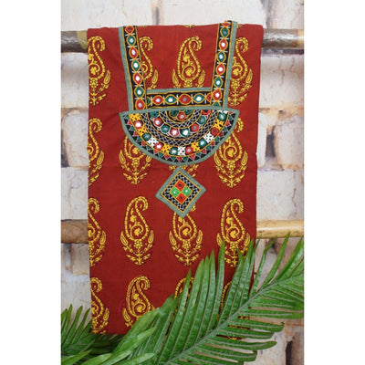 Bagh Block Print Kurti with Kutch Embroidery