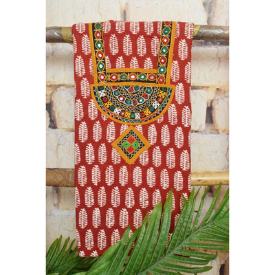Bagh Block Print Kurti with Kutch Embroidery