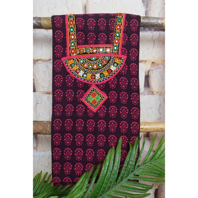 Bagh Block Print Kurti with Kutch Embroidery
