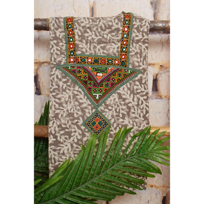 Indigo Kutch Work Kurti Fabric