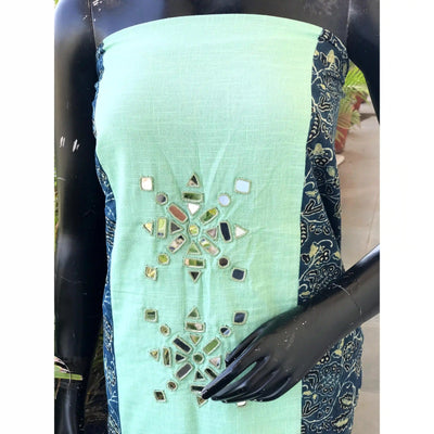 Ajrakh Designer Mirror Work Kurti