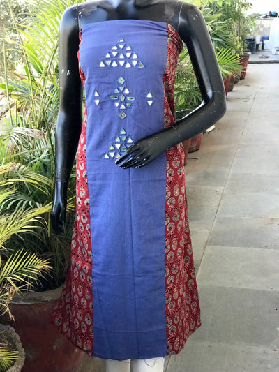 Ajrakh Designer Mirror Work Kurti